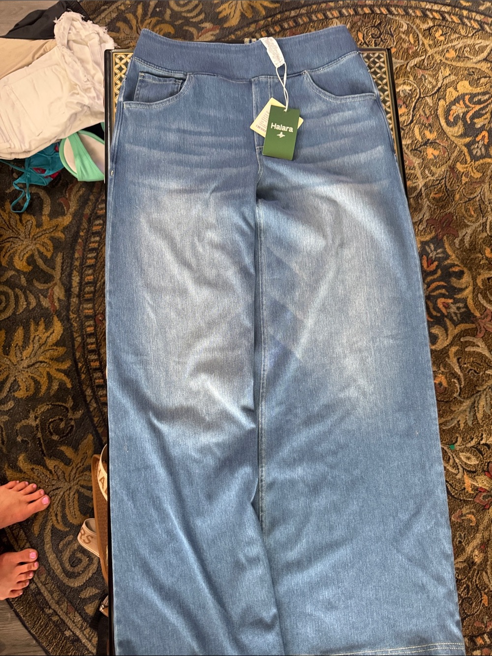 HALARA Light Blue Denim Wide-Leg Jeans